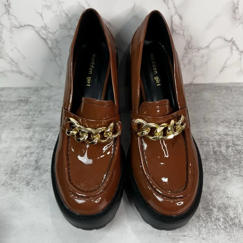 Madden Girl Kassidy-C Platform Loafer Women's 11 Brown Lug Sole Chunky Heel